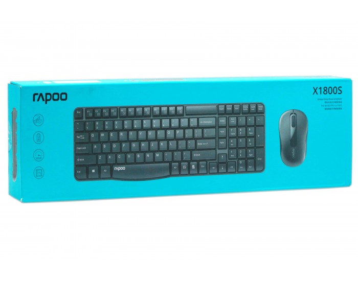 RAPOO KEYBOARD MOUSE COMBO WIRELESS (X1800S) BLACK